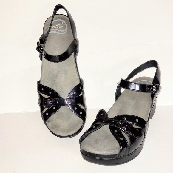 dansko patent leather sandals